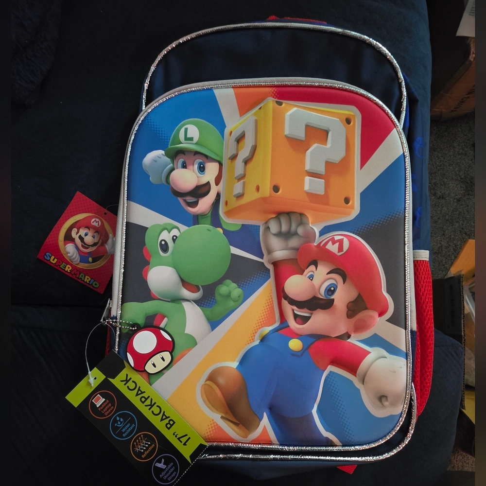 Nintendo Super Mario Backpack with Red and Blue Accents